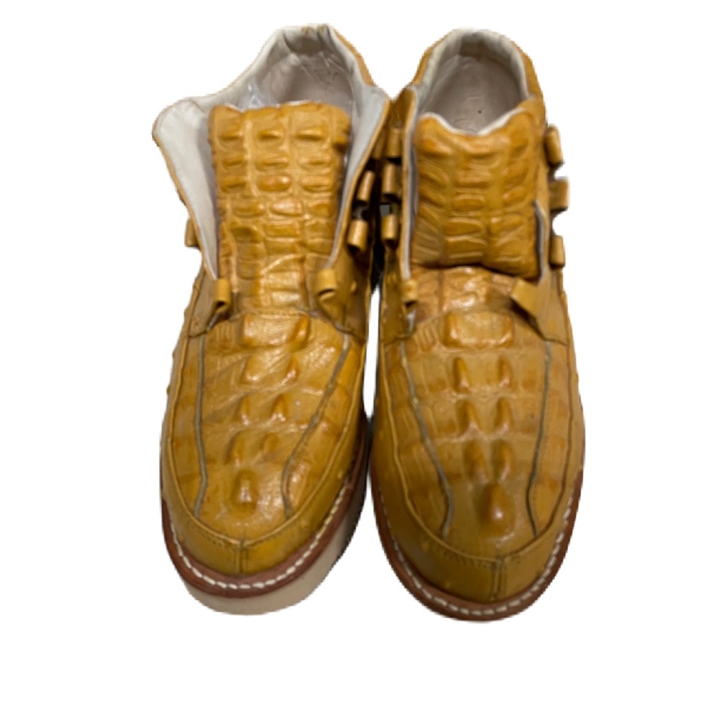 MENS CROCODILE OSTRICH casual sneaker leather shoes